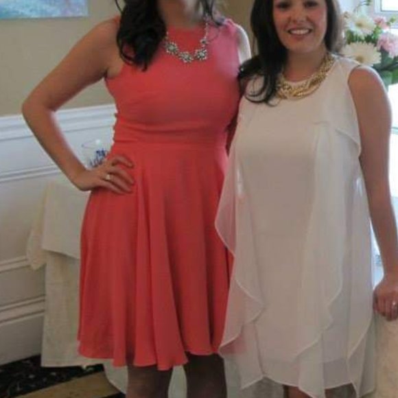 Coral Pink Wedding Guest Dress, French Connection Size 6 - Picture 4 of 5